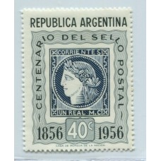 ARGENTINA 1956 GJ 1065A ESTAMPILLA NUEVA MINT VARIEDAD DE PAPEL Y FILIGRANA
